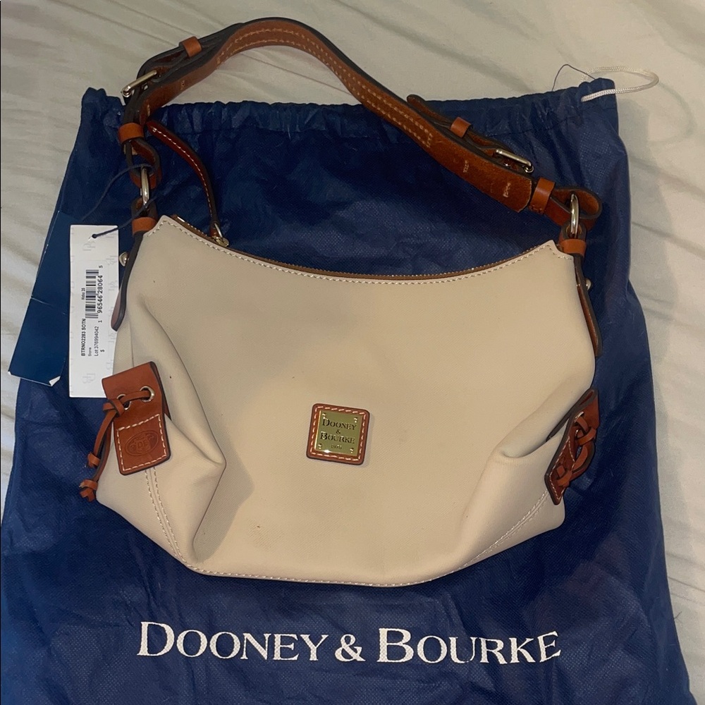 Dooney & Bourke Cream and Brown Hobo Bag